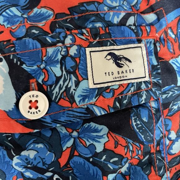 Ted Baker Men's Swim Trunk Toucan Print Size 4 Large Lined Pockets - Picture 5 of 10